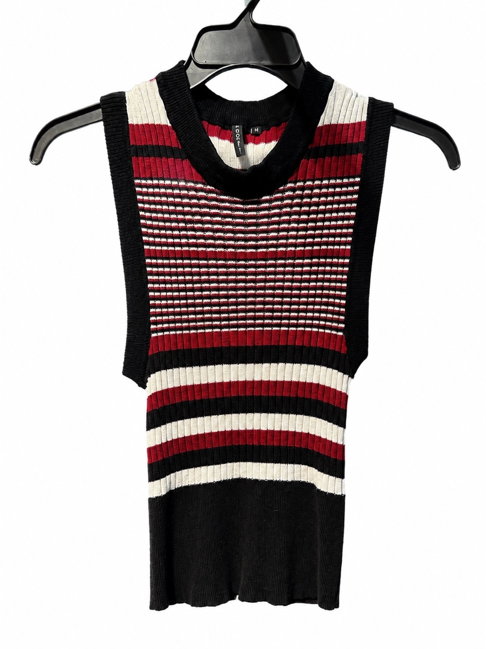 Poof! Black, Red & Cream Ribbed Sleeveless Tank
